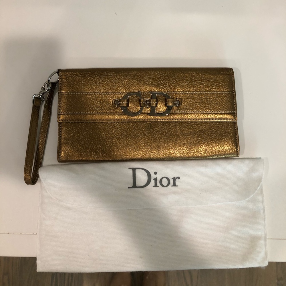 NWT!!! DIOR Gold Metallic Wristlet - Picture 3 of 8